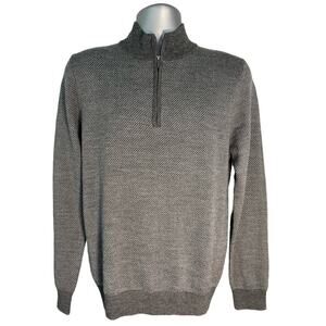 Toscano Gray Marino Wool Blend Quarter Zip Sweater Size S